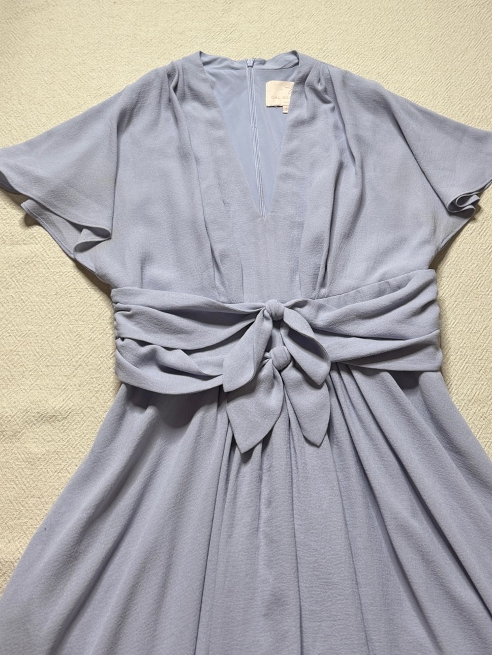 Gal Meets Glam Jane Periwinkle Blue Dress 10 Vneck Bows Wedding Guest Party Midi - Picture 4 of 9